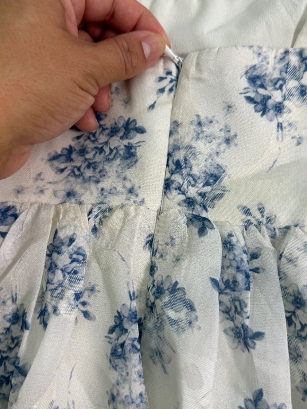 Selfie Leslie Strapless Babydoll Mini Dress Blue Floral XS NWT Cottagecore - Picture 11 of 13